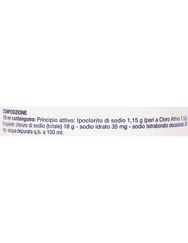 AMUCHINA LIQUIDA 100% DISINFETTANTE IGIENIZZANTE A BASE DI IPOCLORITO DI SODIO ANTIMICROBICO AD AMPIO SPETTRO D'AZIONE 500 ML