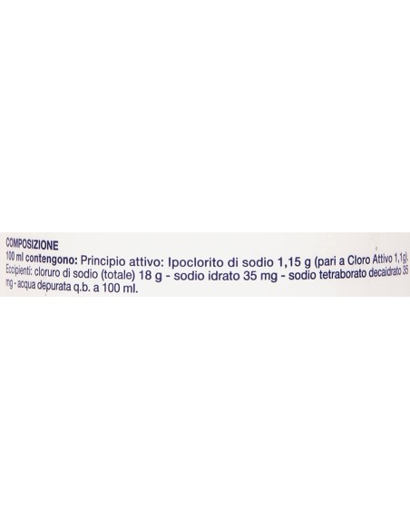 AMUCHINA LIQUIDA 100% DISINFETTANTE IGIENIZZANTE A BASE DI IPOCLORITO DI SODIO ANTIMICROBICO AD AMPIO SPETTRO D'AZIONE 500 ML