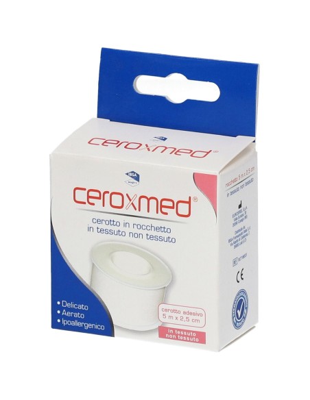 CEROTTO ADESIVO IN ROCCHETTO CEROXMED IN TESSUTO NON TESSUTO AERATO IPOALLERGENICO BIANCO 500X2,5 CM 1 PEZZO