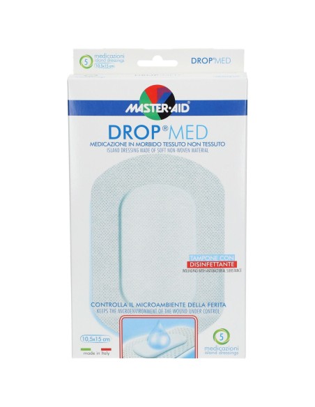 MEDICAZIONE COMPRESSA AUTOADESIVA DERMOATTIVA IPOALLERGENICA AERATA MASTER-AID DROP MED 10,5X15 5 PEZZI