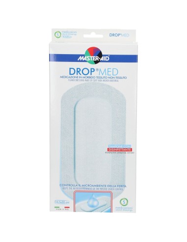 MEDICAZIONE COMPRESSA AUTOADESIVA DERMOATTIVA IPOALLERGENICA AERATA MASTER-AID DROP MED 10,5X20 5 PEZZI