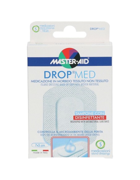 MEDICAZIONE COMPRESSA AUTOADESIVA DERMOATTIVA IPOALLERGENICA AERATA MASTER-AID DROP MED 7X5 5 PEZZI