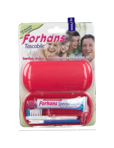 FORHANS TRAVEL KIT TASCABILE COMPOSTO DA SPAZZOLINO DA VIAGGIO + FORHANS SPECIAL PASTA DENTIFRICIA TUBETTO 12,5 ML