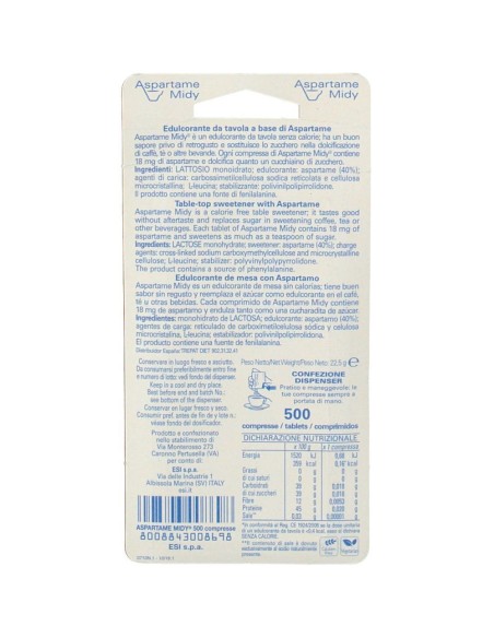 ESI ASPARTAME MIDY 500 COMPRESSE CON DISPENSER