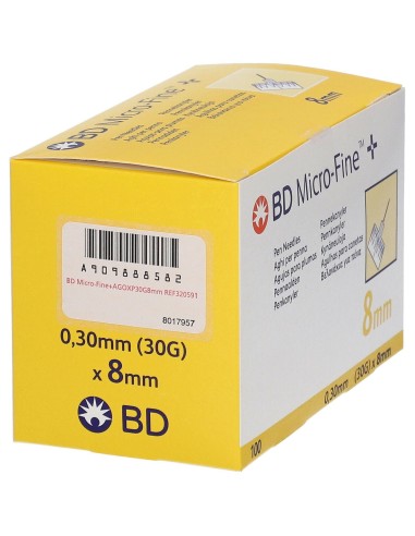 AGO PER PENNA DA INSULINA BD MICROFINE GAUGE 30 LUNGHEZZA 8 MM 100 PEZZI