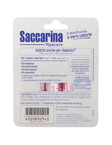 SACCARINA ROBERTS 300 COMPRESSE 30 MG