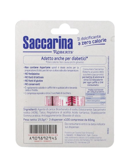 SACCARINA ROBERTS 300 COMPRESSE 30 MG