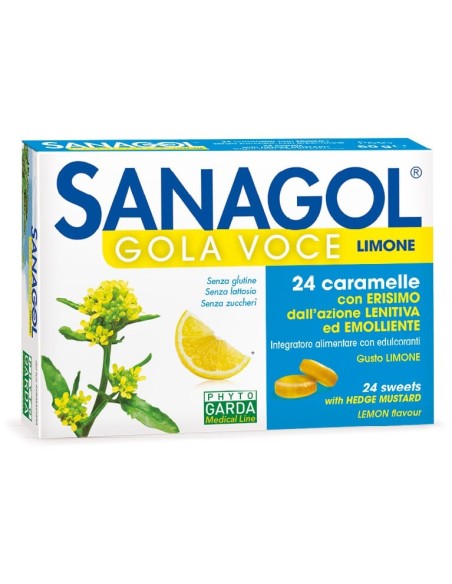 SANAGOL GOLA VOCE SENZA ZUCCHERO LIMONE 24 CARAMELLE