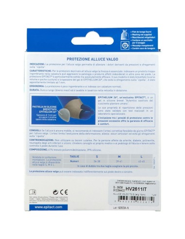 PROTEZIONE PER ALLUCE VALGO EPITACT IN GEL DI SILICONE EPITHELIUM 26 MISURA SMALL
