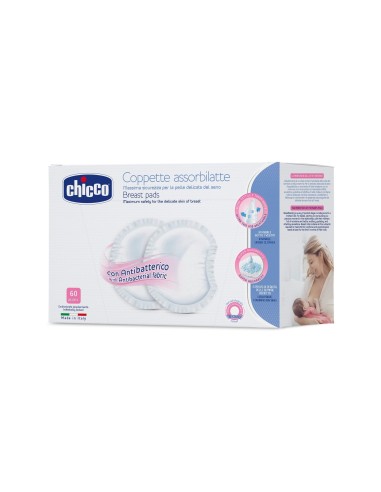 CHICCO COPPETTA ASSORBILATTE ANTIBATTERICA 60 PEZZI