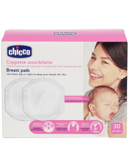 CHICCO COPPETTA ASSORBILATTE ANTIBATTERICA 30 PEZZI