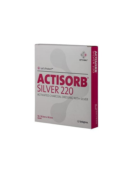 MEDICAZIONE IN CARBONE ATTIVO CON ARGENTO ACTISORB SILVER 10,5X10,5 CM 3 PEZZI