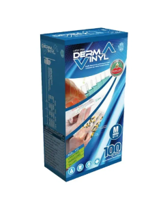 GUANTO DA ESAMINAZIONE MONOUSO NON STERILE IN VINILE SENZA POLVERE DERMAVINYL POWDER FREE TAGLIA MEDIUM MISURA 7-7,5 100 PEZZI