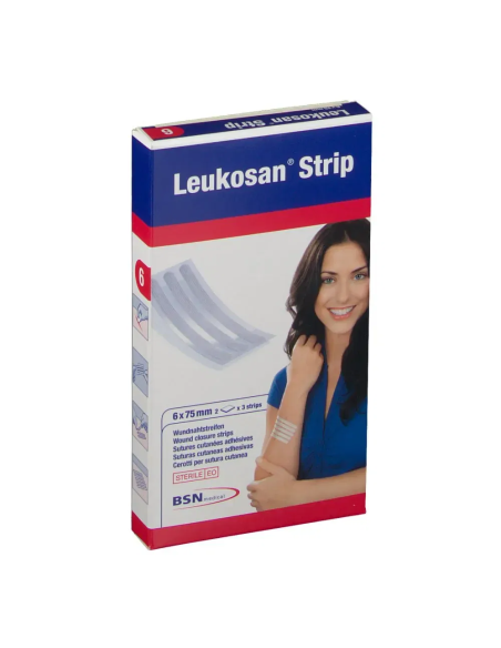 CEROTTO PER SUTURA LEUKOSAN STRIP 6X75MM 2 BUSTE X 3 CEROTTI