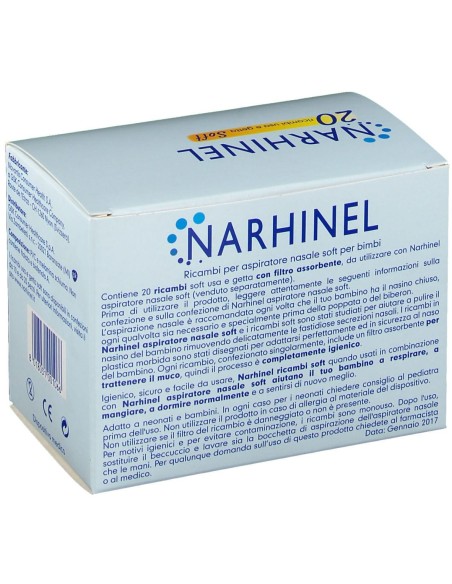RICARICA USA E GETTA PER ASPIRATORE NASALE NARHINEL 20 PEZZIUSA E GETTA SOFT