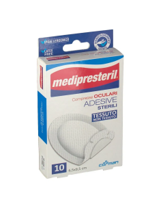 GARZA COMPRESSA OCULARE MEDIPRESTERIL ADESIVA TNT 6,5X9,5CM 10 PEZZI
