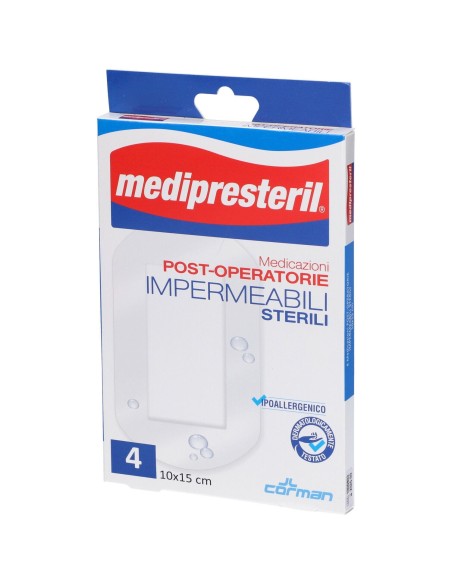 MEDICAZIONE POST OPERATORIA MEDIPRESTERIL IMPERMEABILE 10X15CM 4 PEZZI