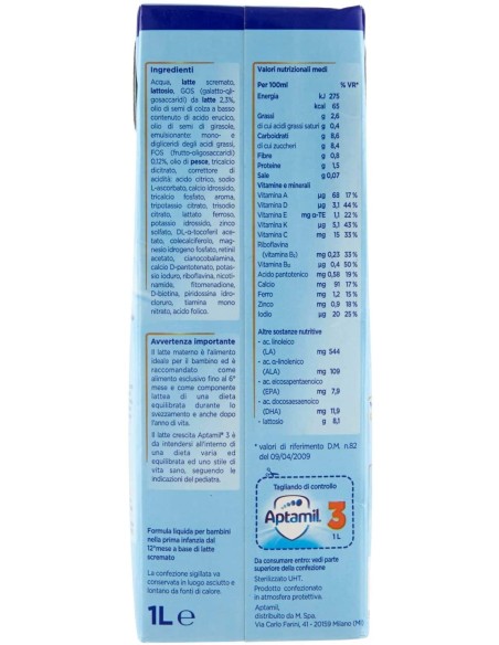 APTAMIL 3 LATTE CRESCITA 1000 ML
