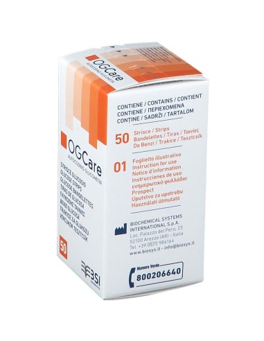 STRISCE MISURAZIONE GLICEMIA OGCARE 50 PEZZI