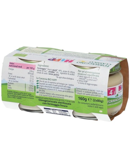 HIPP BIO OMOGENEIZZATO FORMAGGINO CLASSICO 2X80 G