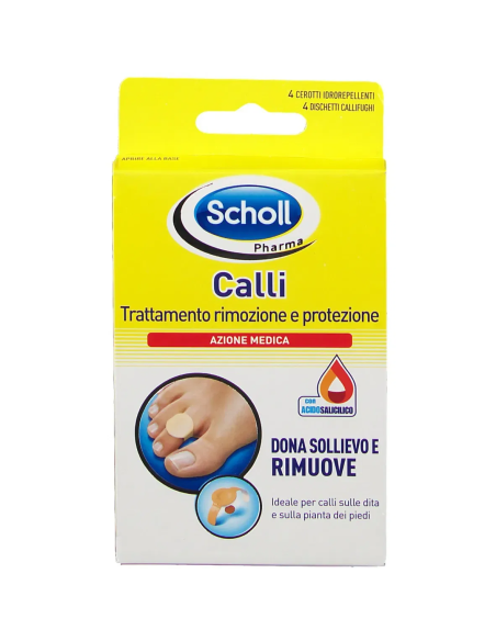 CEROTTO CALLIFUGO TRATTAMENTO RIMOZIONE/PROTEZIONE CALLI 4 CEROTTI IDROREPELLENTI + 4 DISCHETTI CALLIFUGHI