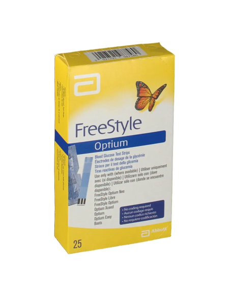 STRISCE MISURAZIONE GLICEMIA FREESTYLE OPTIUM TEST STRIPS 25 PEZZI