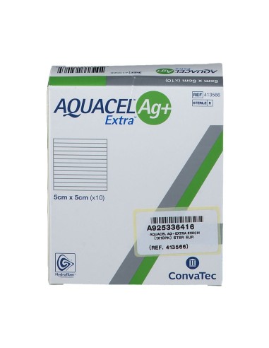 MEDICAZIONE IN HYDROFIBER E IONI ARGENTO INTESSUTA IN LYOCELL AQUACEL AG + EXTRA 5X5CM 10 PEZZI