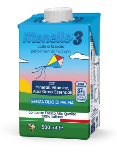 MONELLO 3 FORMULA PER LA CRESCITA A BASE DI LATTE PER BAMBINI DA 1 A 3 ANNI LIQUIDO 500 ML