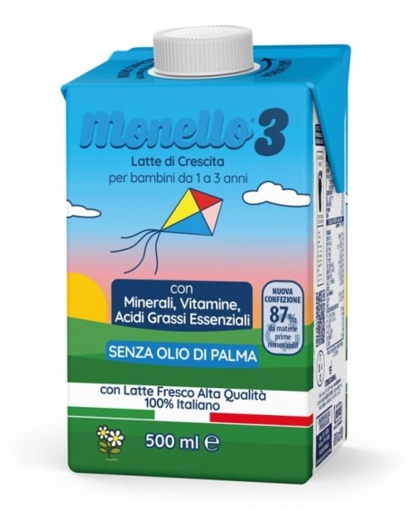 MONELLO 3 FORMULA PER LA CRESCITA A BASE DI LATTE PER BAMBINI DA 1 A 3 ANNI LIQUIDO 500 ML