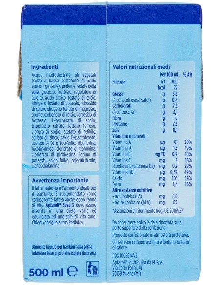 APTAMIL 3 SOYA CRESCITA 500 ML