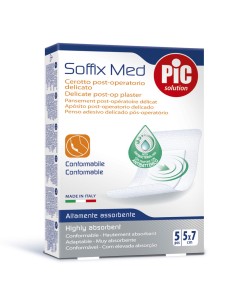 CEROTTO PIC SOFFIX MED IN TNT CON TAMPONE CENTRALE ASSORBENTE STERILE MONOUSO 5X7 CM ANTIBATTERICO 5 PEZZI