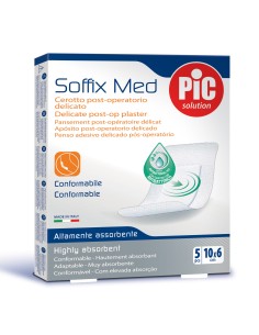 CEROTTO PIC SOFFIX MED IN TNT CON TAMPONE CENTRALE ASSORBENTE STERILE MONOUSO 10X6 CM ANTIBATTERICO 5 PEZZI