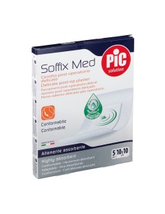 CEROTTO PIC SOFFIX MED IN TNT CON TAMPONE CENTRALE ASSORBENTE STERILE MONOUSO 10X10 CM ANTIBATTERICO 5 PEZZI