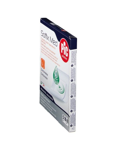 CEROTTO PIC SOFFIX MED IN TNT CON TAMPONE CENTRALE ASSORBENTE STERILE MONOUSO 10X10 CM ANTIBATTERICO 5 PEZZI