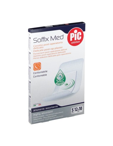 CEROTTO PIC SOFFIX MED IN TNT CON TAMPONE CENTRALE ASSORBENTE STERILE MONOUSO 10X12 CM ANTIBATTERICO 5 PEZZI
