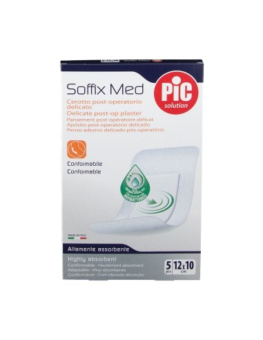 CEROTTO PIC SOFFIX MED IN TNT CON TAMPONE CENTRALE ASSORBENTE STERILE MONOUSO 10X12 CM ANTIBATTERICO 5 PEZZI