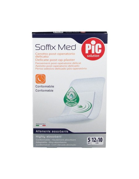 CEROTTO PIC SOFFIX MED IN TNT CON TAMPONE CENTRALE ASSORBENTE STERILE MONOUSO 10X12 CM ANTIBATTERICO 5 PEZZI