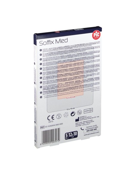 CEROTTO PIC SOFFIX MED IN TNT CON TAMPONE CENTRALE ASSORBENTE STERILE MONOUSO 10X12 CM ANTIBATTERICO 5 PEZZI