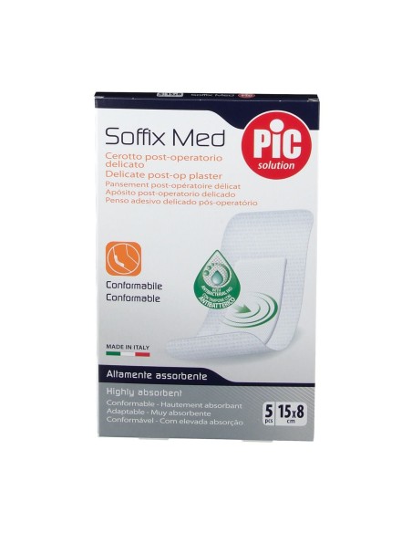 CEROTTO PIC SOFFIX MED IN TNT CON TAMPONE CENTRALE ASSORBENTE STERILE MONOUSO 15X8 CM ANTIBATTERICO 5 PEZZI