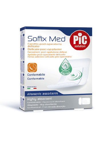 CEROTTO PIC SOFFIX MED IN TNT CON TAMPONE CENTRALE ASSORBENTE STERILE MONOUSO 10X20 CM ANTIBATTERICO 5 PEZZI