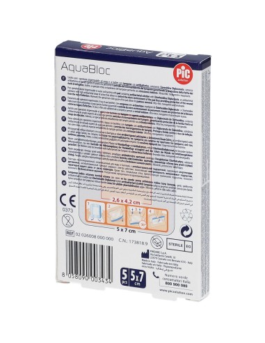 CEROTTO PIC AQUABLOC 5X7 STERILE ANTIBATTERICO 5 PEZZI
