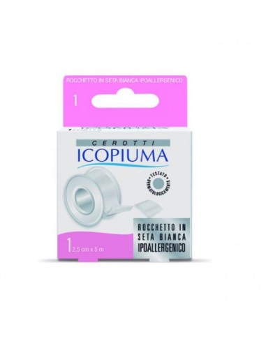 ICOPIUMA CEROTTO IN ROCCHETTO SETA BIANCO IPOALLERGENICO 2,5 CM X 5 M