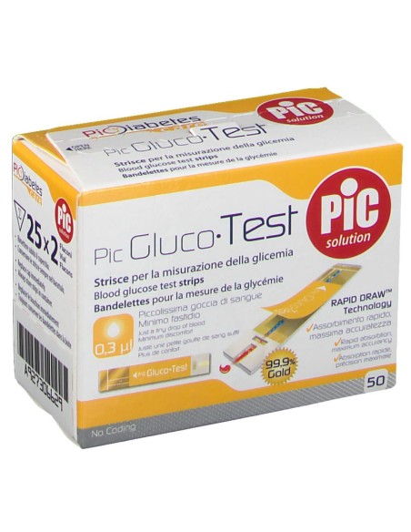 STRISCE MISURAZIONE GLICEMIA PIC GLUCOTEST 50 PEZZI