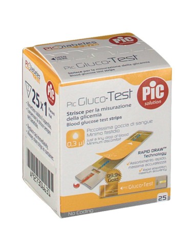 STRISCE MISURAZIONE GLICEMIA PIC GLUCOTEST 25 PEZZI
