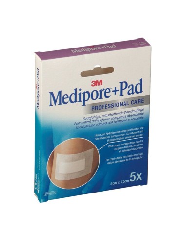 MEDICAZIONE MEDIPORE+PAD 5X7,2CM 5PEZZI