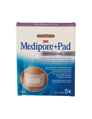 MEDICAZIONE MEDIPORE+PAD 5X7,2CM 5PEZZI