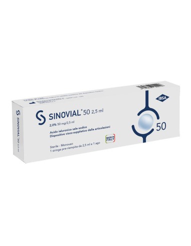 SIRINGA INTRA-ARTICOLARE SINOVIAL 50 ACIDO IALURONICO SALE SODICO 2% 50MG/2,5ML 2,5ML + AGO 21 GAUGE