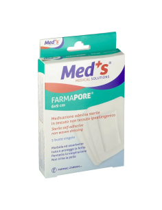 CEROTTO MEDS FARMAPORE STERILE CON TAMPONE DI GARZA CENTRALE E BORDI ADESIVI 6X9 CM 5 PEZZI