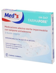 MEDICAZIONE MEDS PORE ADESIVA IMPERMEABILE 5X7CM 5 PEZZI