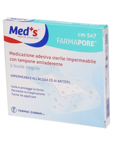 MEDICAZIONE MEDS PORE ADESIVA IMPERMEABILE 5X7CM 5 PEZZI